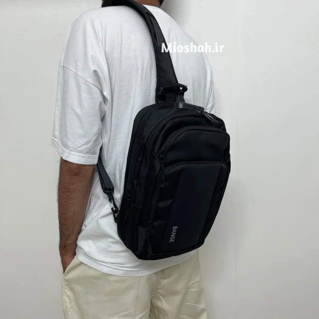 استایل کوله تک بند قفل دار مردانه مشکی کد BPS7795