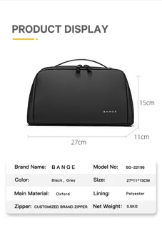 مشخصات کیف دستی مردانه ضدآب BANGE مدل BG-22196 مشکی