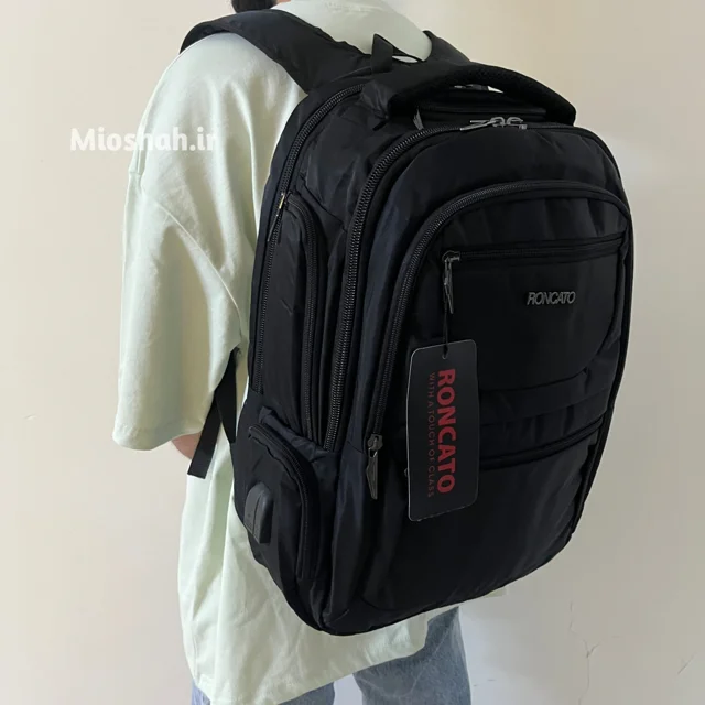 استایل کوله پشتی Roncato مشکی کد BP8001