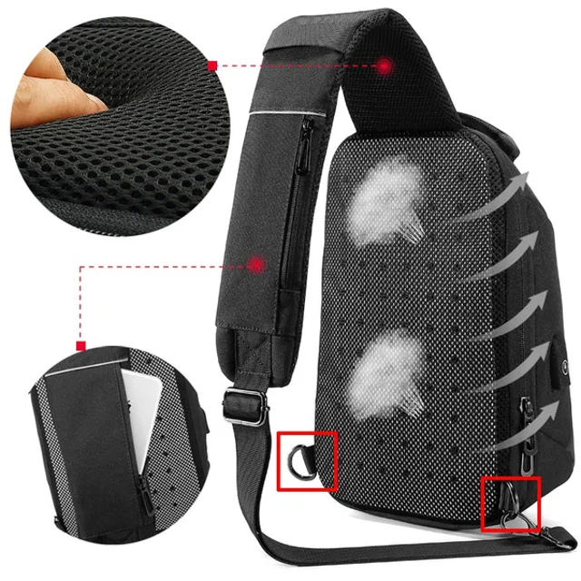 پشت کیف کراس بادی وارداتی EURCOOL مشکی سایز بزرگ - مدل EC-1825